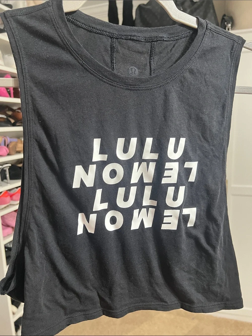 lululemon athletica Black Muscle Tee with White Logo